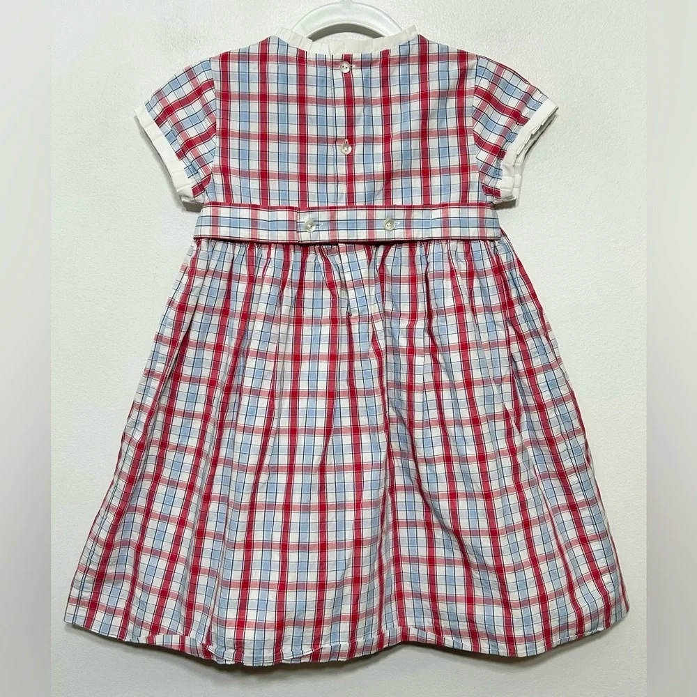 Dombi Smocked Plaid Dress